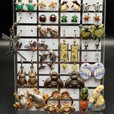 Large Insect & Animal Costume Earring Lot