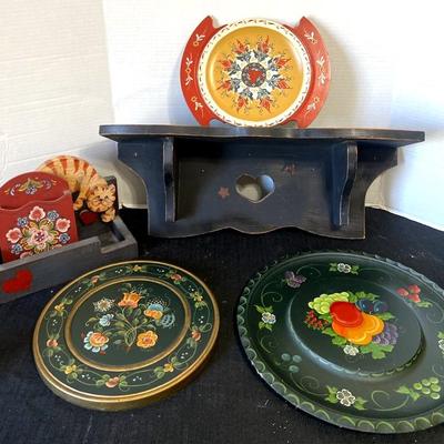 Tole Painted Floral Decor & Shelves - Hand Made 
