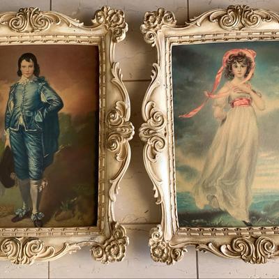 Vintage Blue Boy & Pink Lady Framed Prints