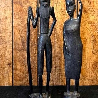 Vintage Hand Carved Ebony Sculptures 
