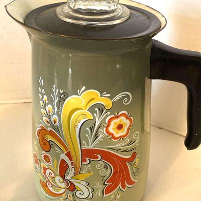 Vintage Coffee Kettle, Planting Pot Holder w/Watering Caraf
