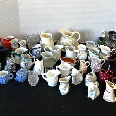 Large Collection #2 Of Glass & Ceramic Pitchers 