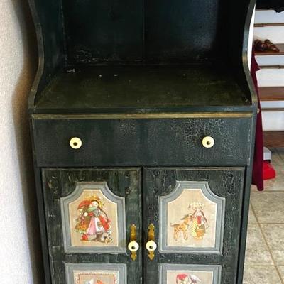 Vintage Tole  Painted Hutch
