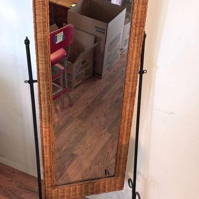 Rattan & Iron Mirror