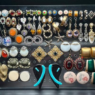 Large Pierced Earring Collection With Some Sterling Silver