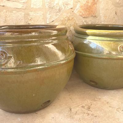 Large GREEN CONCRETE outdoor pots