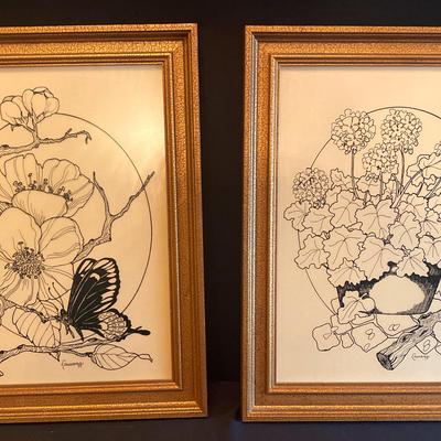1977 Abstract Floral, Butterfly prints - Artist, Lawana 