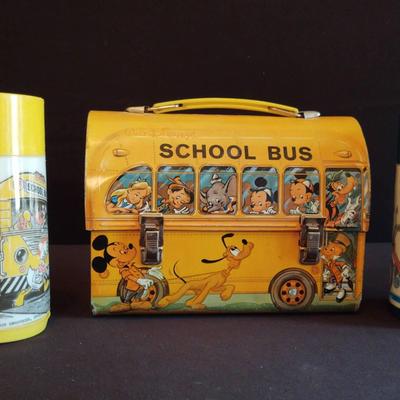 Vintage Disney School Bus Lunch Box w/ Bottle + The Cyclist Bottle