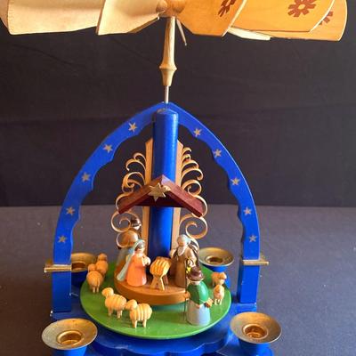 German Christmas Pyramid - Expertic Nativity Scene in BLUE