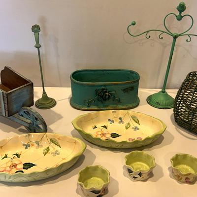 Tracy Porter Evelyn Collection Serving Dishes And Dipping Bowls Plus Shades Of Blue/Green Decor