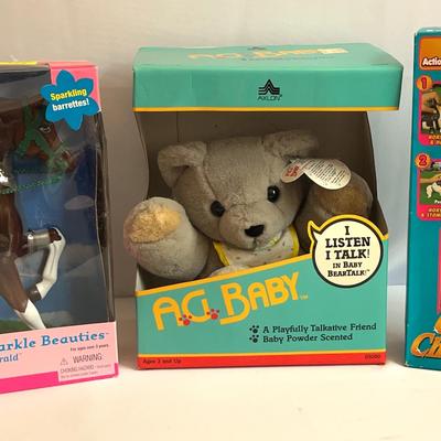 AG Baby Talking Bear, Barbie Sparkle Beauties & Grand Champions Horses
