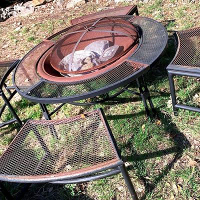 Black Wrought Iron Fire Pit With Benches Perfect For Smores!