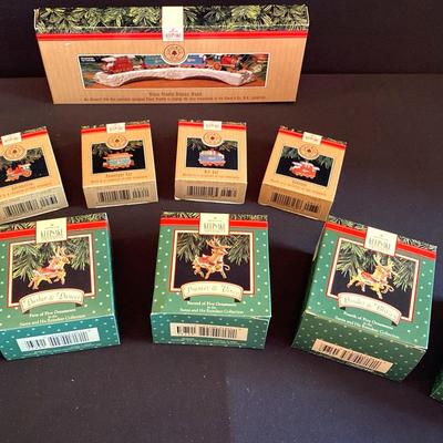 LOT 2 Hallmark Keepsake Ornaments - 1991 Train/Stand & 1992 Santa/Reindeer 