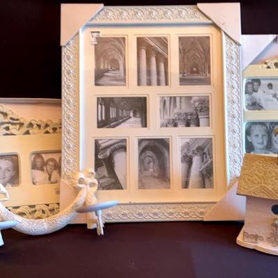 Collection Of Shabby White Picture Frames, Rustic Bird House, Better Homes White Lamp,Candle Holder