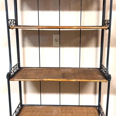 Metal And Rattan Bakers Rack