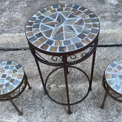 Welcome To Texas Set Of Three Tile Plant Stands 