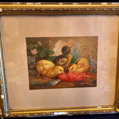 Print  by Vecchio Dipinto - Fantastical Victorian, “Chicks eating seafood”