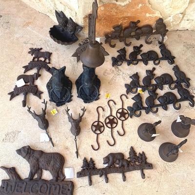Collection of wrought iron hooks, bells and more!