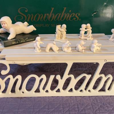 Snowbabies Display Sled  W/ various Pewter Miniatures Collectibles & a Clip-on Ornament 