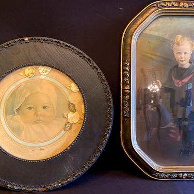 Vintage Annie Benson Muller “Mighty Lak a Rose & Vintage Bubble Glass print of young boy