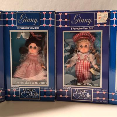 Ginny 8”  Poseable Vinyl Doll & Stand  (Flower Time, Walk With Daddy, Shutter Bug, At Round Up)