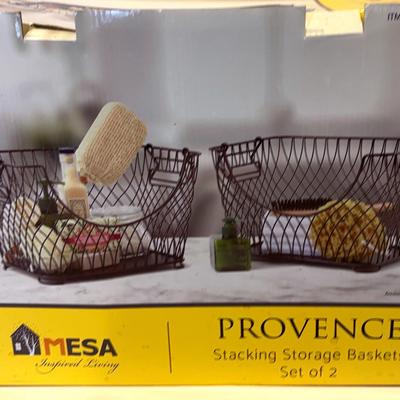 Decorative Scrolled Metal Cookbook Easel Stand Holder, Stacking Storage Baskets & Dish Drying Mats