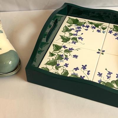 Pfaltzgraft April Boots Planter & Evergreen Tile Tray