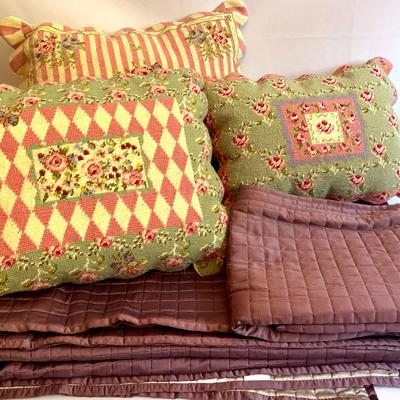 Purple Bedding : King Size Quilt/Shams and Throw Pillows 