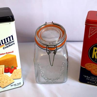 Vintage Style Tins And Glass Container