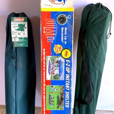 EZ Up Shade + 2 Coleman foldable chairs 