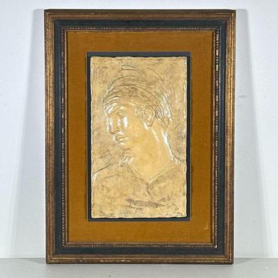 Composite Mounted Man in frame | Wood carved frame with suede matting. - h. 24 x w. 17.5 x d. 2 in


