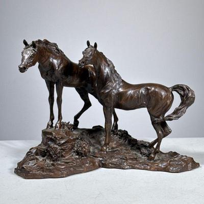Lanford Monroe Horses Bronze | ”Intruder” by Lanford Monroe. ‘84 Franklin Gallery. - h. 9 x w. 11 x d. 6.5 in


