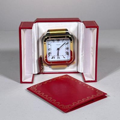 Must De Cartier Travel Clock | h. 4.75 x w. 4.25 x d. 2 in (box)

