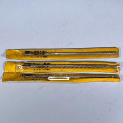 (3pc) CRAFTSMAN MASONRY DRILL BITS | Including :Craftsman Carbide Tipped 3/8” Masonry Drill Bit. Craftsman. Carbide Tipped 1/2” Masonry...