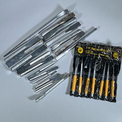 BONNEY & OTHER CHISELS & PUNCHES | Mixed lot of Bonney chisels & punches and 7 pc. Buffalo Punch & Chisel set. - l. 15.5...