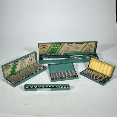 (5pc) THORSEN SOCKET SETS | Including a 10-piece 1/2" drive deep socket set, a 9-piece 3/8" drive deep socket set, a metric...