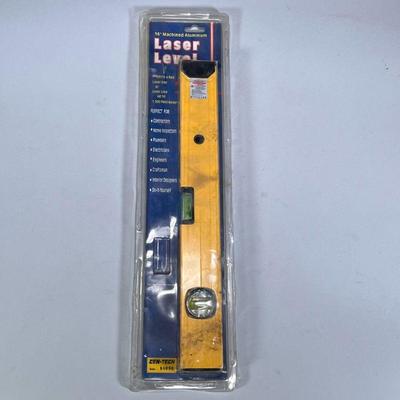 CEN-TECH ALUMINUM LASER LEVEL | 16” Machined Aluminum Laser Level from Cen-Tech . - w. 5 x l. 20.5 in (packaging)