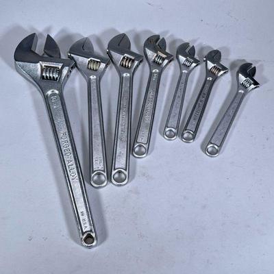 (7pc) THORSEN, S-K, & INDESTRO CRESCENT WRENCHES | Including: S-K 16 in. Crescent wrench 2 12 in. Thorsen wrenches 10 in. S-K Tools...