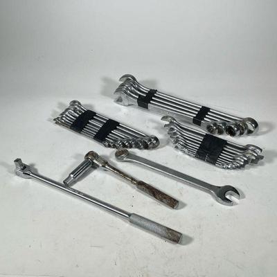 (27pc) MOSTLY THORSEN USA WRENCHES | Including box wrenches, a breaker bar, and a ratchet

