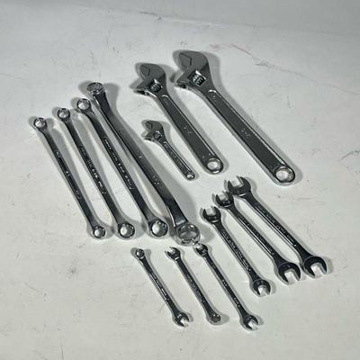 (13pc) S-K Wrenches | Group of S-K combination, box, open-ended, & adjustable wrenches.