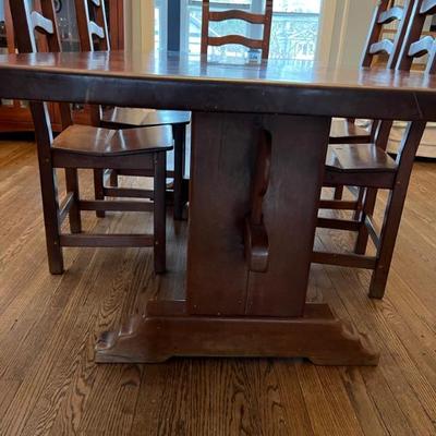 Vintage solid wood trestle table, dining table
