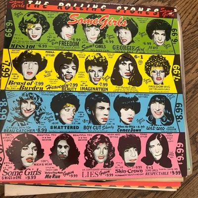Vintage vinyl records—mostly 70s and 80s—talking Heads, Bruce Springsteen, Bob Dylan, Cheap Trick, The Clash, Roxy Music, Prince, Little...
