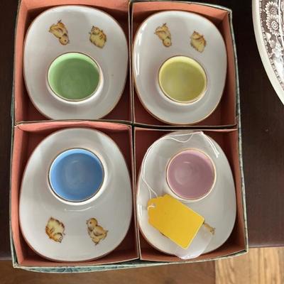 mid-century egg cups with little chicks, so cute