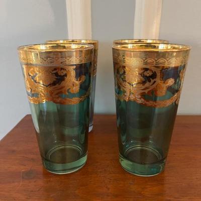 Lots of sets of vintage and modern barware and wine glasses