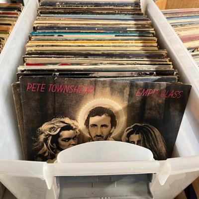 Vintage vinyl records—mostly 70s and 80s—talking Heads, Bruce Springsteen, Bob Dylan, Cheap Trick, The Clash, Roxy Music, Prince, Little...