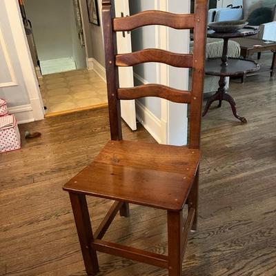 Set of 8 solid wood, ladder backed dining chairs