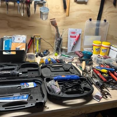 Hitachi table saw and lots of tools and craft supplies