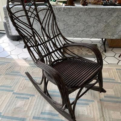 Late 19th century bent willow and bent twig rocking chairs