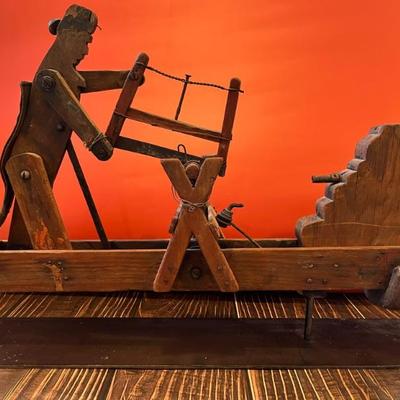 Antique folk art whirligig, lumberjack
