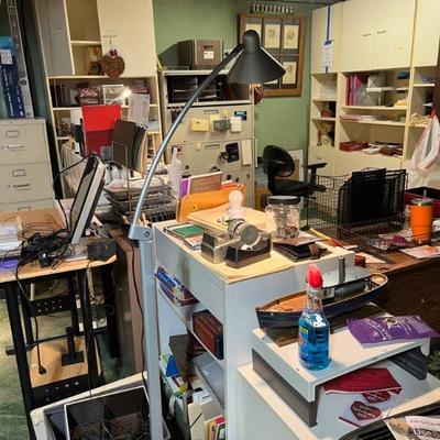 loads of art supplies, found objects, tools, etc